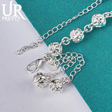 925 Sterling Silver Hollow Ball Chain Bracelet For Women
