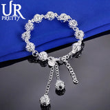 925 Sterling Silver Hollow Ball Chain Bracelet For Women