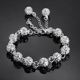 925 Sterling Silver Hollow Ball Chain Bracelet For Women