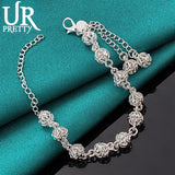 925 Sterling Silver Hollow Ball Chain Bracelet For Women