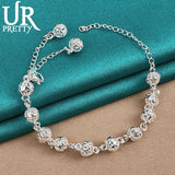 925 Silver Ball Chain Bracelet Wedding Engagement Party Jewelry