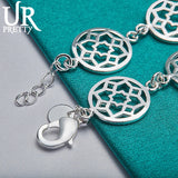 925 Silver Hollow Flower Chain Bracelet, Wedding Party Charm Jewelry