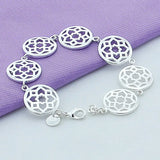 925 Silver Flower Chain Bracelet for Women Wedding Party