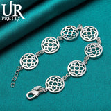 925 Silver Hollow Flower Chain Bracelet, Wedding Party Charm Jewelry