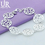 925 Silver Flower Chain Bracelet for Women Wedding Party