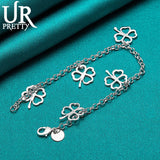 925 Silver Four Leaf Clover Bracelet Wedding Charm Jewelry