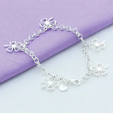 925 Silver Four Leaf Clover Chain Bracelet Women Party Wedding Charm Jewelry