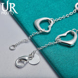 925 Silver Hollow Heart Chain Bracelet for Wedding