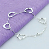 925 Silver Heart Chain Bracelet Love Charm Jewelry