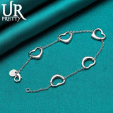925 Silver Hollow Heart Chain Bracelet for Wedding