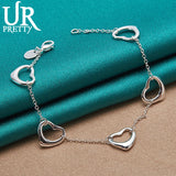925 Silver Hollow Heart Chain Bracelet for Wedding