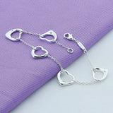 925 Silver Heart Chain Bracelet Love Charm Jewelry