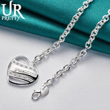 925 Sterling Silver Heart Pendant Necklace 18 Inch Chain