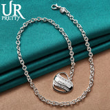 925 Sterling Silver Heart Pendant Necklace 18 Inch Chain