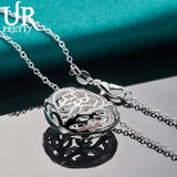 925 Silver Heart Pendant Necklace Snake Chain Engagement Jewelry