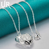 925 Silver Heart Pendant Necklace Snake Chain Engagement Jewelry