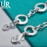 925 Silver Hollow Love Heart Chain Bracelet For Men Women