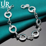 925 Silver Hollow Love Heart Chain Bracelet For Men Women