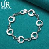 925 Silver Hollow Love Heart Chain Bracelet For Men Women