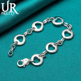 925 Silver Hollow Love Heart Chain Bracelet For Men Women