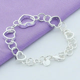 925 Silver Love Heart Circle Chain Bracelet Wedding Engagement Party Jewelry