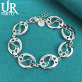 925 Silver Oval Chain Bracelet Wedding Engagement Charm Jewelry