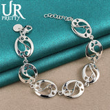925 Silver Oval Chain Bracelet Wedding Engagement Charm Jewelry