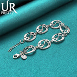 925 Silver Oval Chain Bracelet Wedding Engagement Charm Jewelry