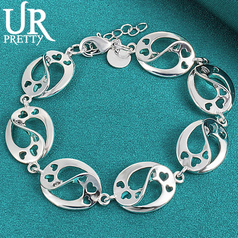 925 Silver Oval Chain Bracelet Wedding Engagement Charm Jewelry