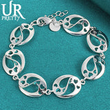 925 Silver Oval Chain Bracelet Wedding Engagement Charm Jewelry