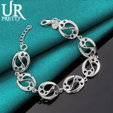 925 Silver Oval Chain Bracelet Wedding Engagement Charm Jewelry