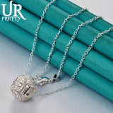 925 Silver Hollow Round Necklace 16-30 Inch Chain Wedding Jewelry