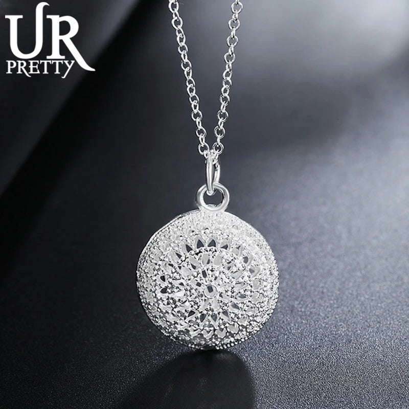 925 Silver Hollow Round Necklace 16-30 Inch Chain Wedding Jewelry