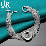925 Silver Round Chain Bracelet Wedding Gift