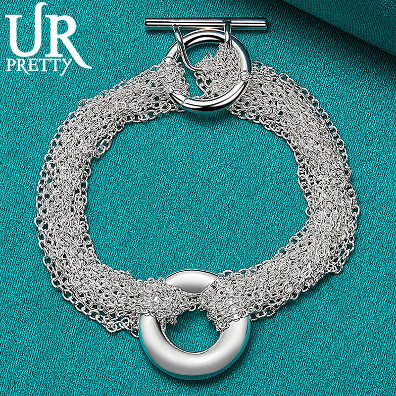 925 Silver Round Chain Bracelet Wedding Gift