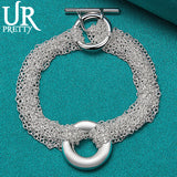 925 Silver Round Chain Bracelet Wedding Gift