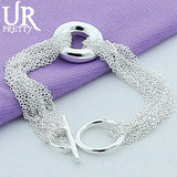 925 Silver Round OT Chain Bracelet Wedding Engagement Gift