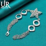 925 Silver Star Chain Bracelet Women Wedding Engagement Party Jewelry