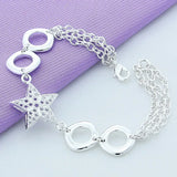 925 Silver Star Chain Bracelet Women Wedding Charm Party Jewelry