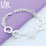 925 Silver Star Chain Bracelet Women Wedding Charm Party Jewelry