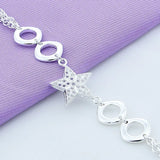 925 Silver Star Chain Bracelet Women Wedding Charm Party Jewelry