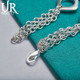 925 Silver Star Chain Bracelet Women Wedding Engagement Party Jewelry
