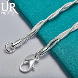 925 Silver Three Butterflies Snake Chain Bracelet For Women