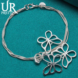925 Silver Three Butterflies Snake Chain Bracelet Engagement Wedding Jewel