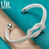 925 Silver Web Bangle Bracelet Men Women Wedding Jewelry