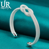 925 Silver Web Bangle Bracelet Men Women Wedding Jewelry