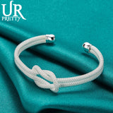 925 Silver Web Bangle Bracelet Men Women Wedding Jewelry