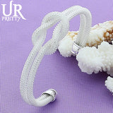 925 Silver Web Bangle Bracelet Men Women Wedding Jewelry