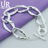 925 Silver Ring Buckle Chain Bracelet Women Party Wedding Charm Jewelry
