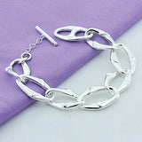 925 Silver Ring Buckle Chain Bracelet Women Party Wedding Charm Jewelry